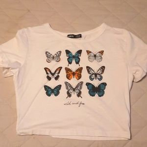Shein womens large butterfly crop top
